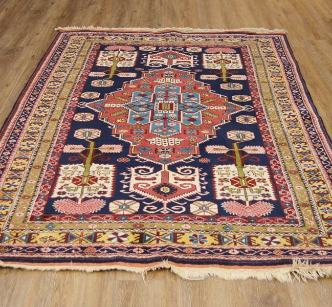 Circa 1980 Turkish Serapi Style Tribal Hand Woven Wool Area Rug