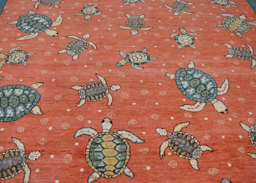 Persian Style Hand Woven Pile Turtle Area Rug