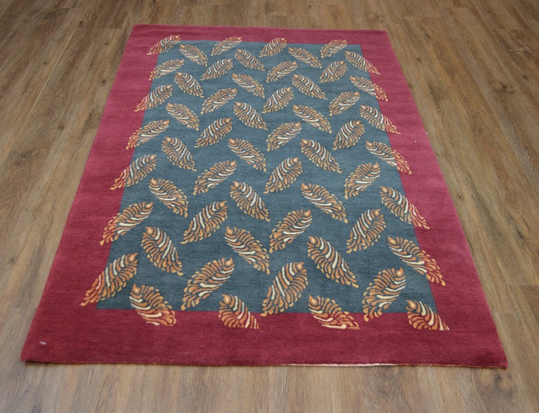 Contemporary Style Tibetan Wool Hand Knotted Area Rug