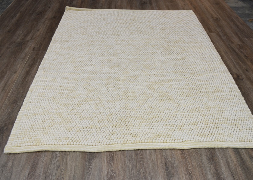 Oatmeal Flat Woven Felted Wool Area Rug