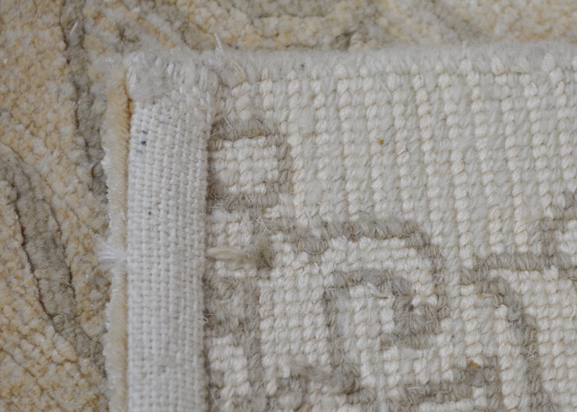 Tibetan Style Gray and Taupe Floral Woven Wool Rug