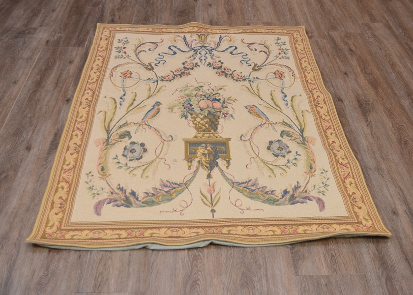 French Neo-Classical Design Machine Woven Tapestry Rug
