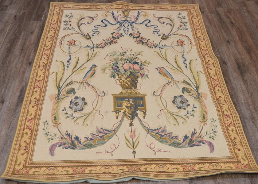 French Neo-Classical Design Machine Woven Tapestry Rug