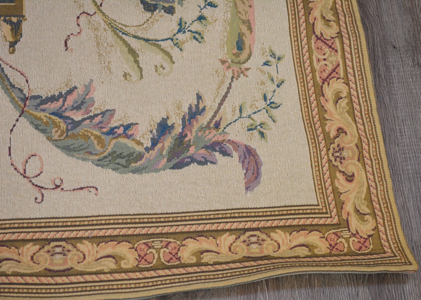 French Neo-Classical Design Machine Woven Tapestry Rug