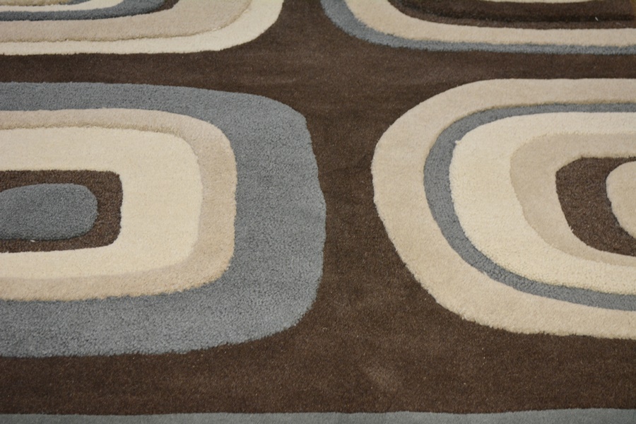 Contemporary Retro Style Tufted Wool Area Rug