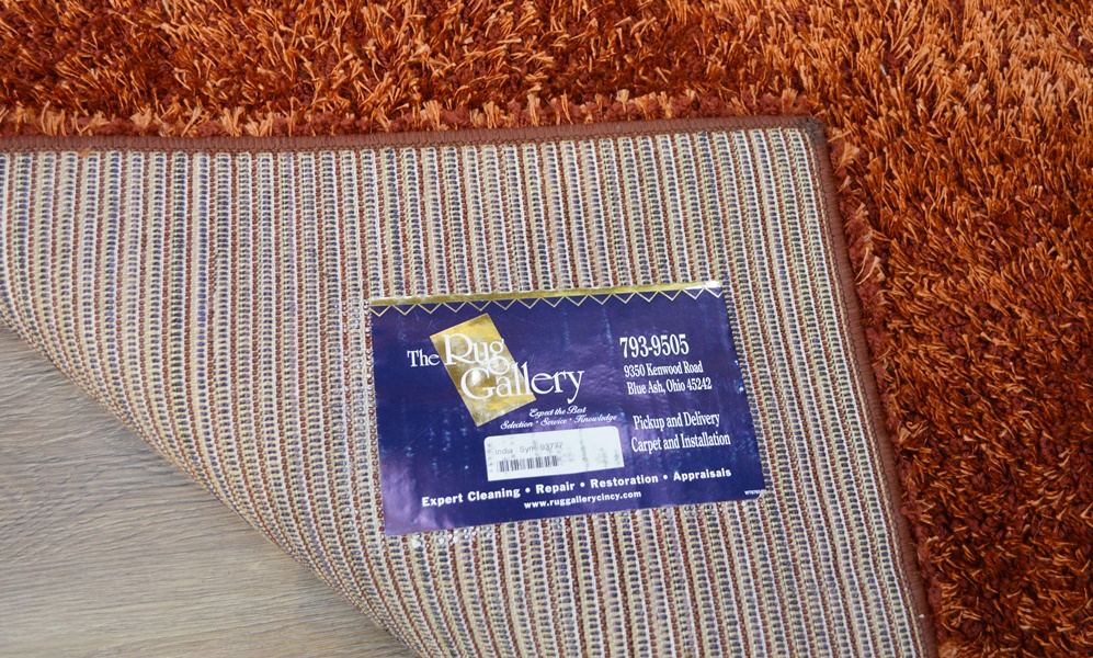 Contemporary Shag Machine Made Brick/Apricot Area Rug