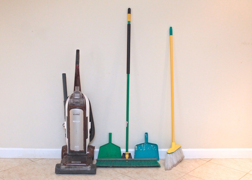 Kenmore Upright Progressive Vacuum and Assorted Brooms