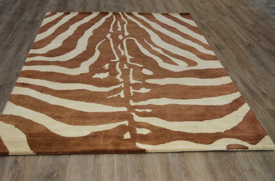 Contemporary Zebra Design Tufted Wool Area Rug