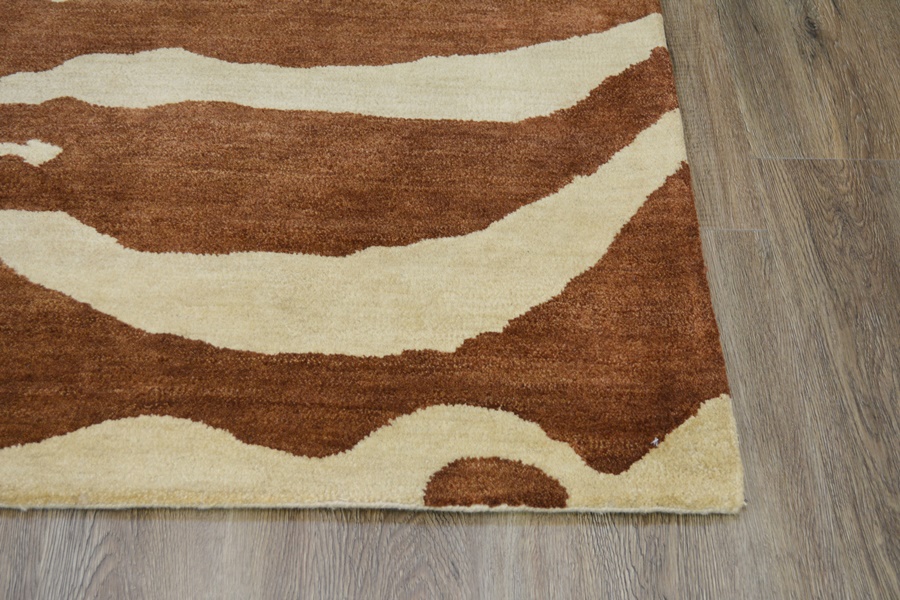 Contemporary Zebra Design Tufted Wool Area Rug