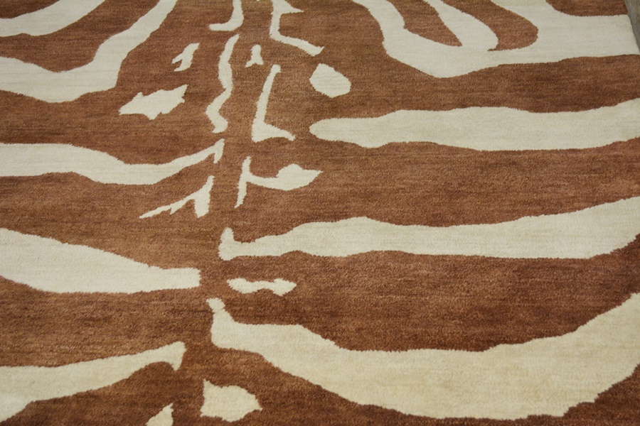 Contemporary Zebra Design Tufted Wool Area Rug