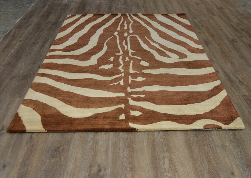 Contemporary Zebra Design Tufted Wool Area Rug