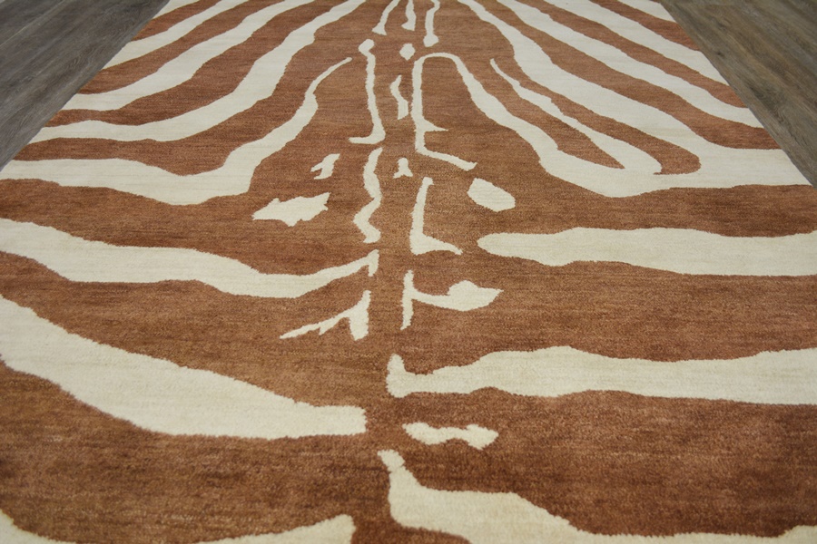 Contemporary Zebra Design Tufted Wool Area Rug