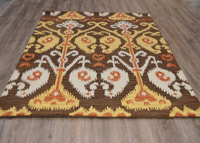 Ikat Design Hand Hooked Tufted Area Rug