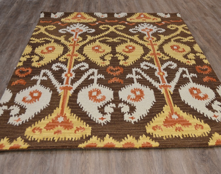 Ikat Design Hand Hooked Tufted Area Rug