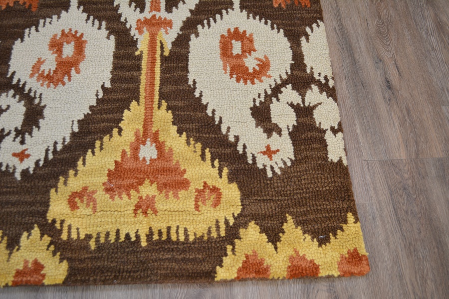 Ikat Design Hand Hooked Tufted Area Rug