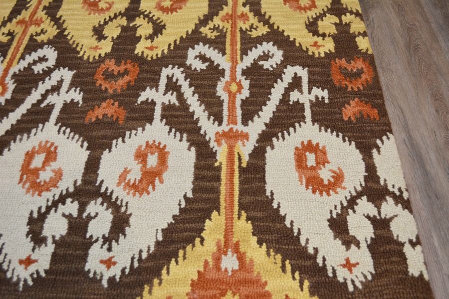 Ikat Design Hand Hooked Tufted Area Rug