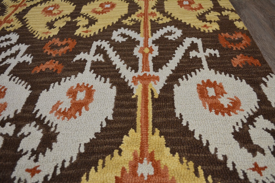 Ikat Design Hand Hooked Tufted Area Rug