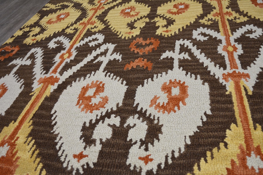 Ikat Design Hand Hooked Tufted Area Rug