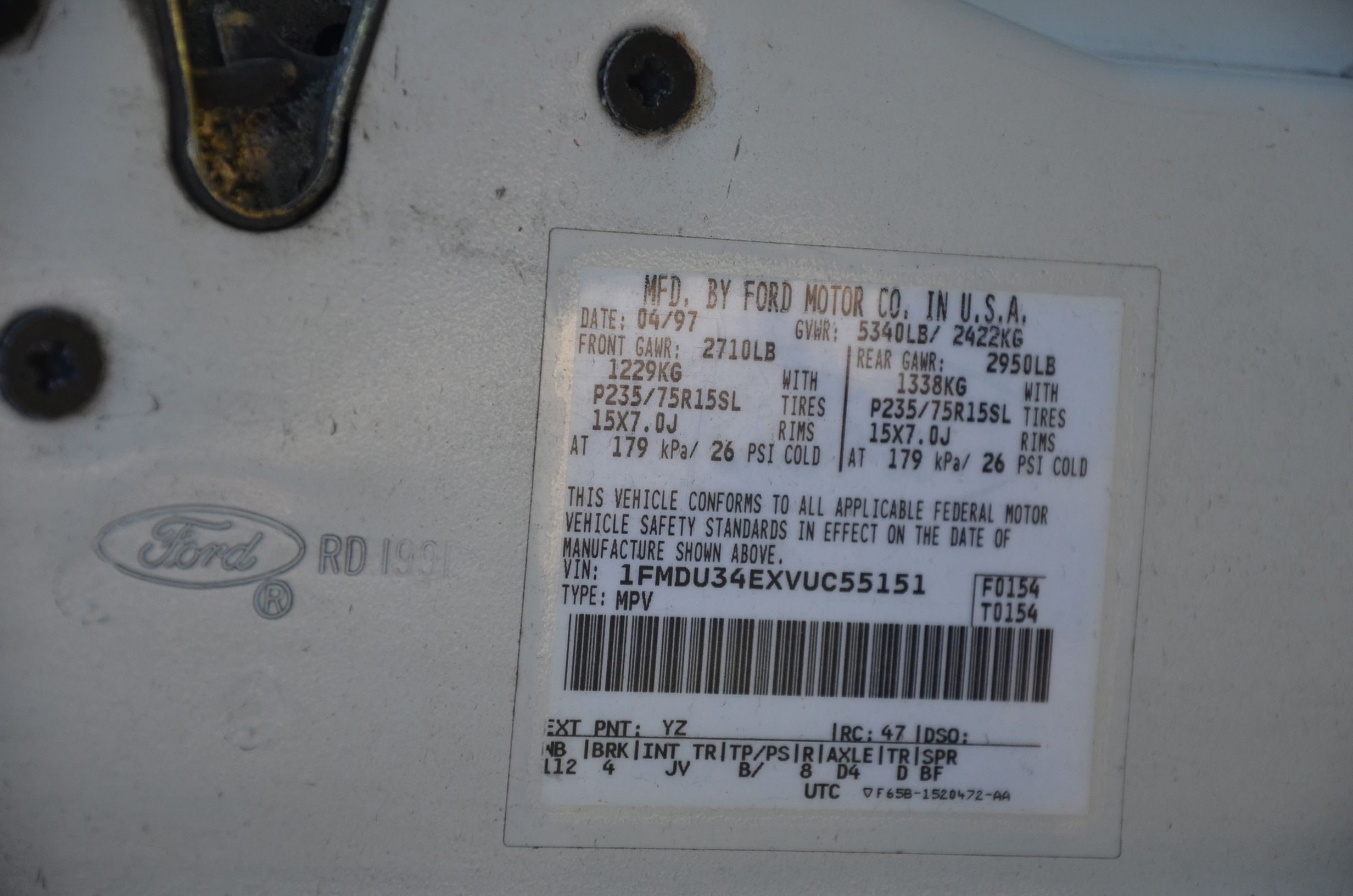 1997 White Ford Explorer Sports Utility Vehicle