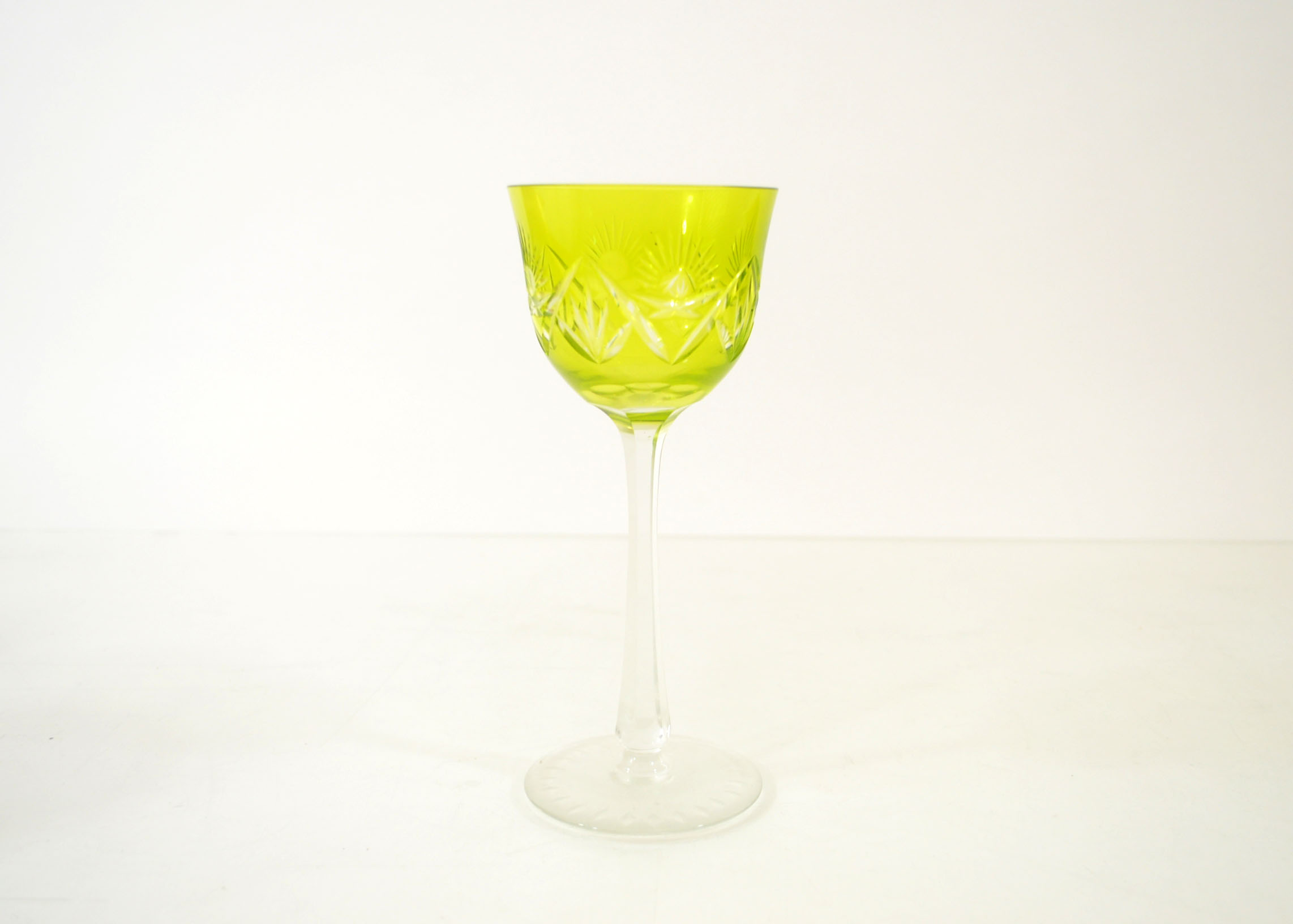 Trio of Colored Crystal Wine Glasses