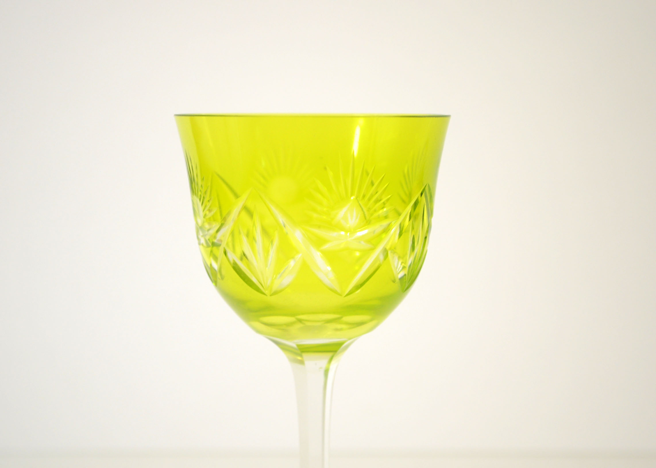 Trio of Colored Crystal Wine Glasses