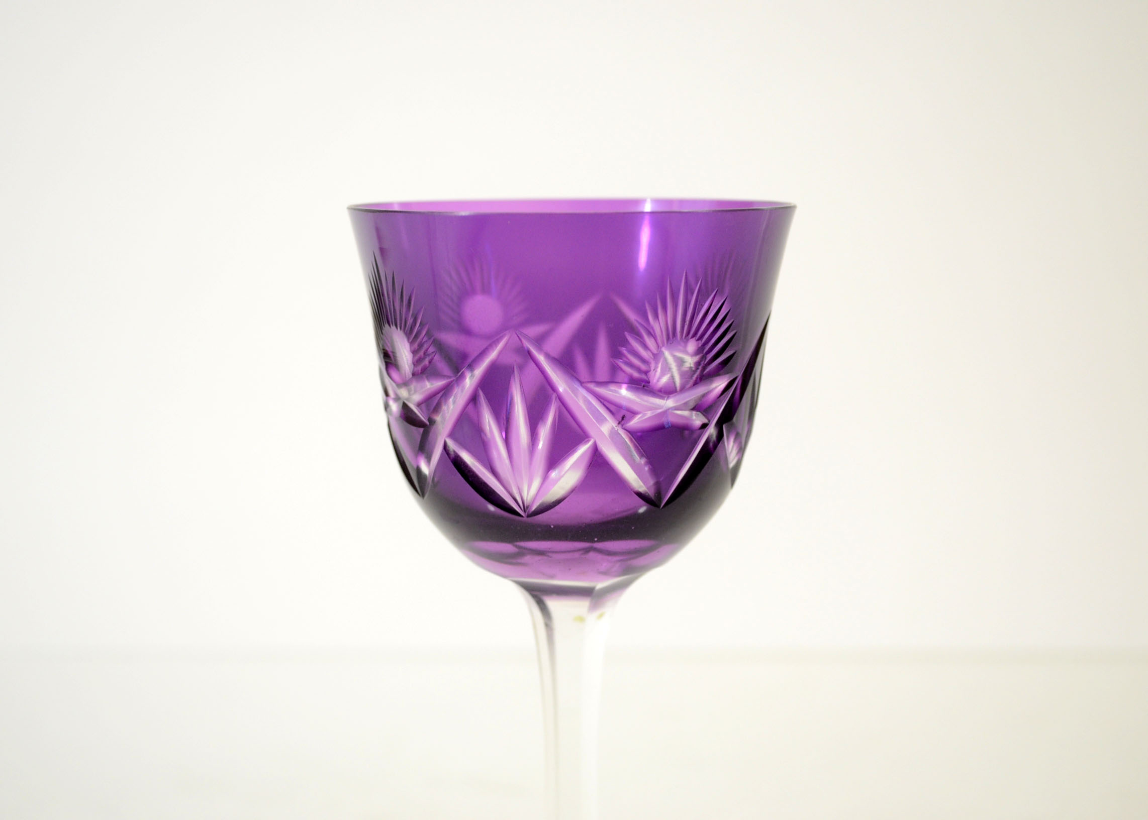 Trio of Colored Crystal Wine Glasses
