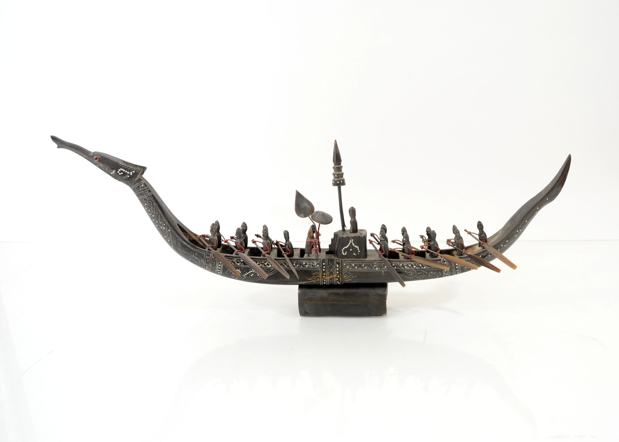 Decorative Tribal Buffalo Horn Carved Rowing Boat