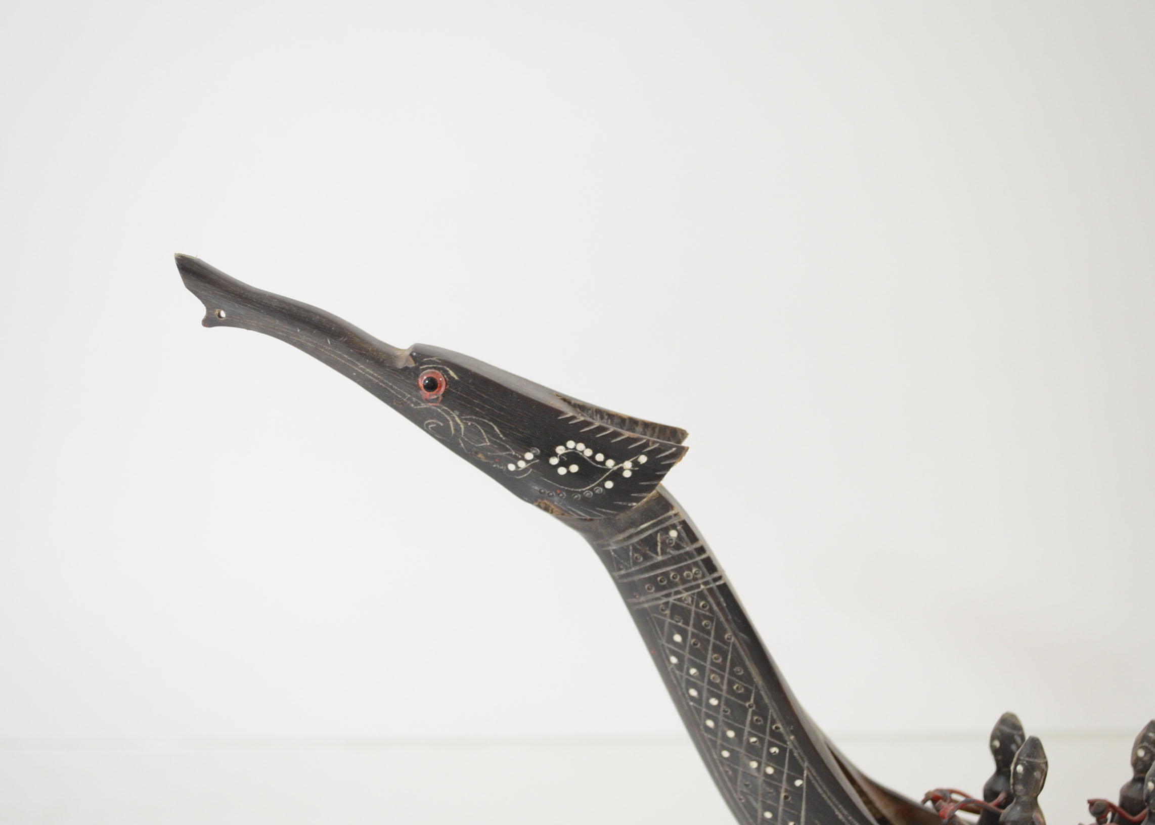 Decorative Tribal Buffalo Horn Carved Rowing Boat