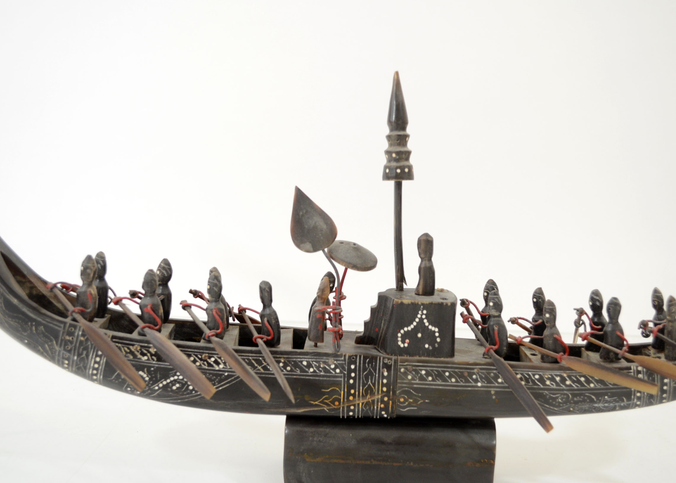 Decorative Tribal Buffalo Horn Carved Rowing Boat