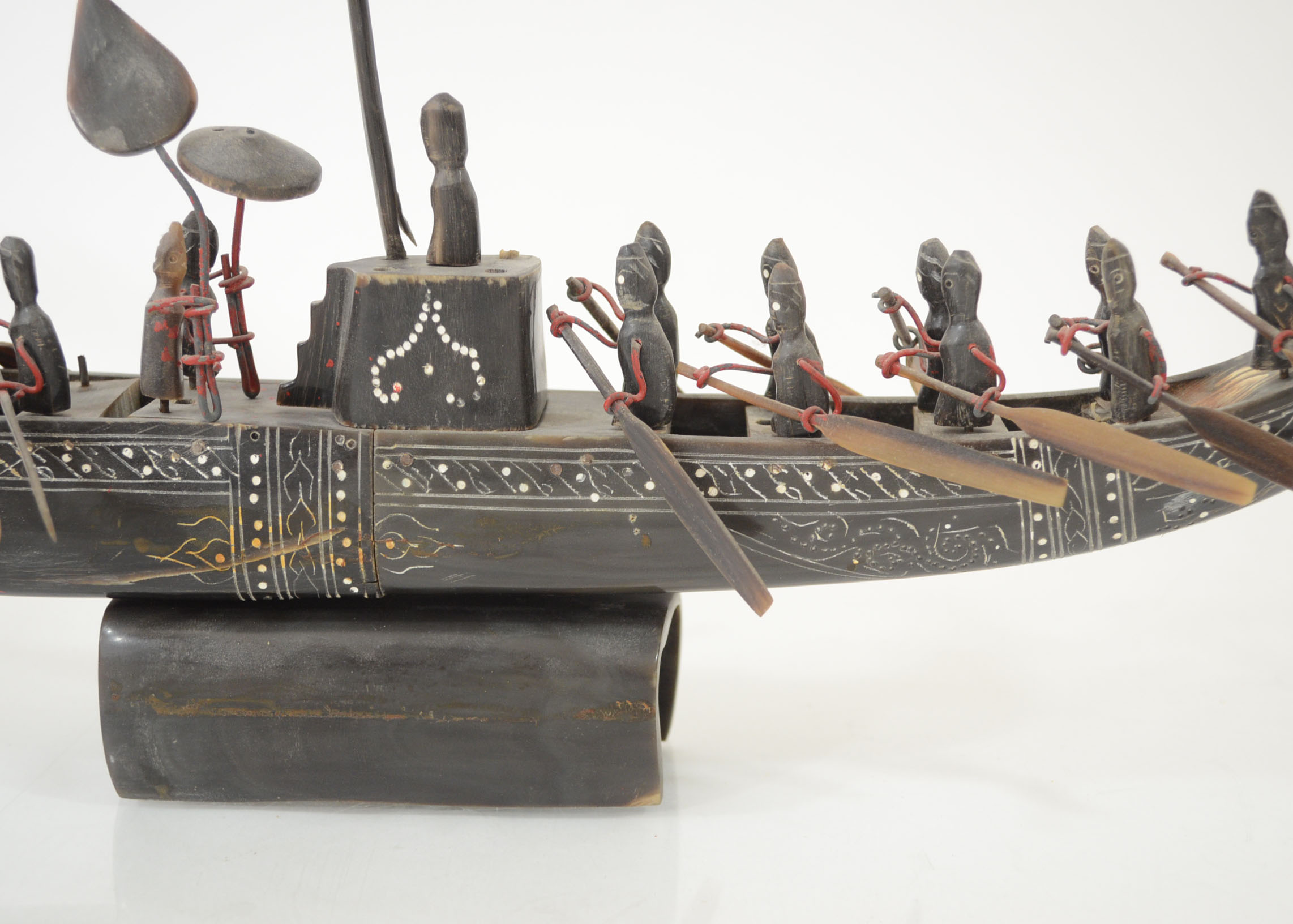Decorative Tribal Buffalo Horn Carved Rowing Boat
