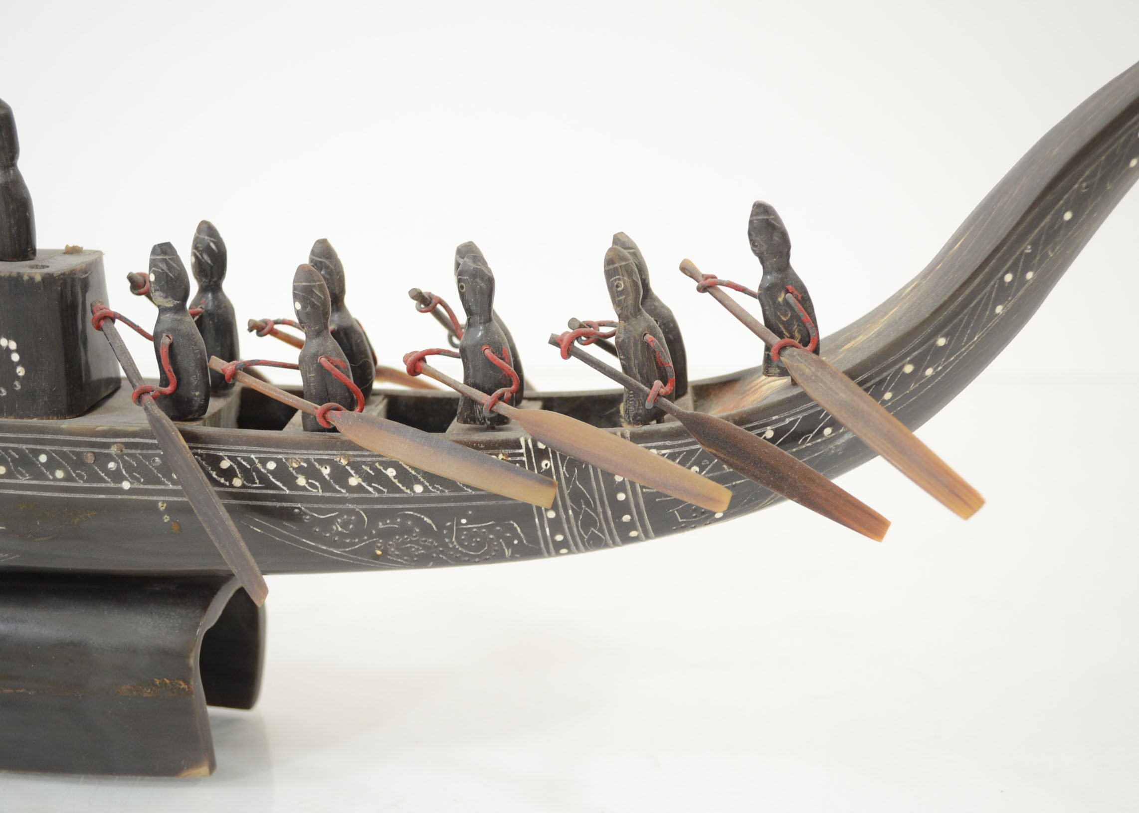 Decorative Tribal Buffalo Horn Carved Rowing Boat
