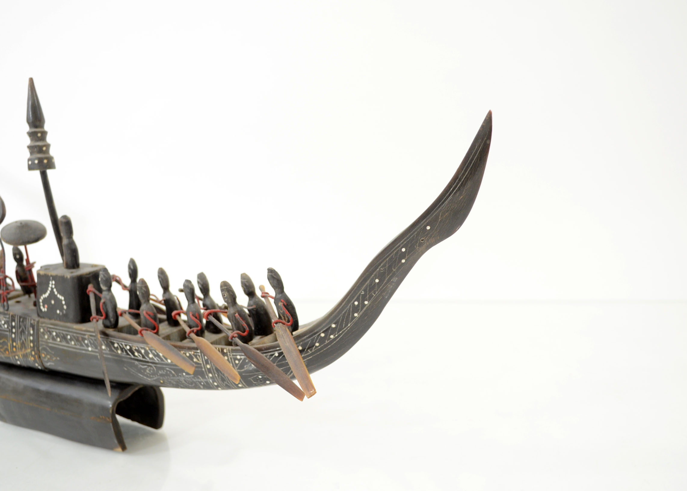 Decorative Tribal Buffalo Horn Carved Rowing Boat