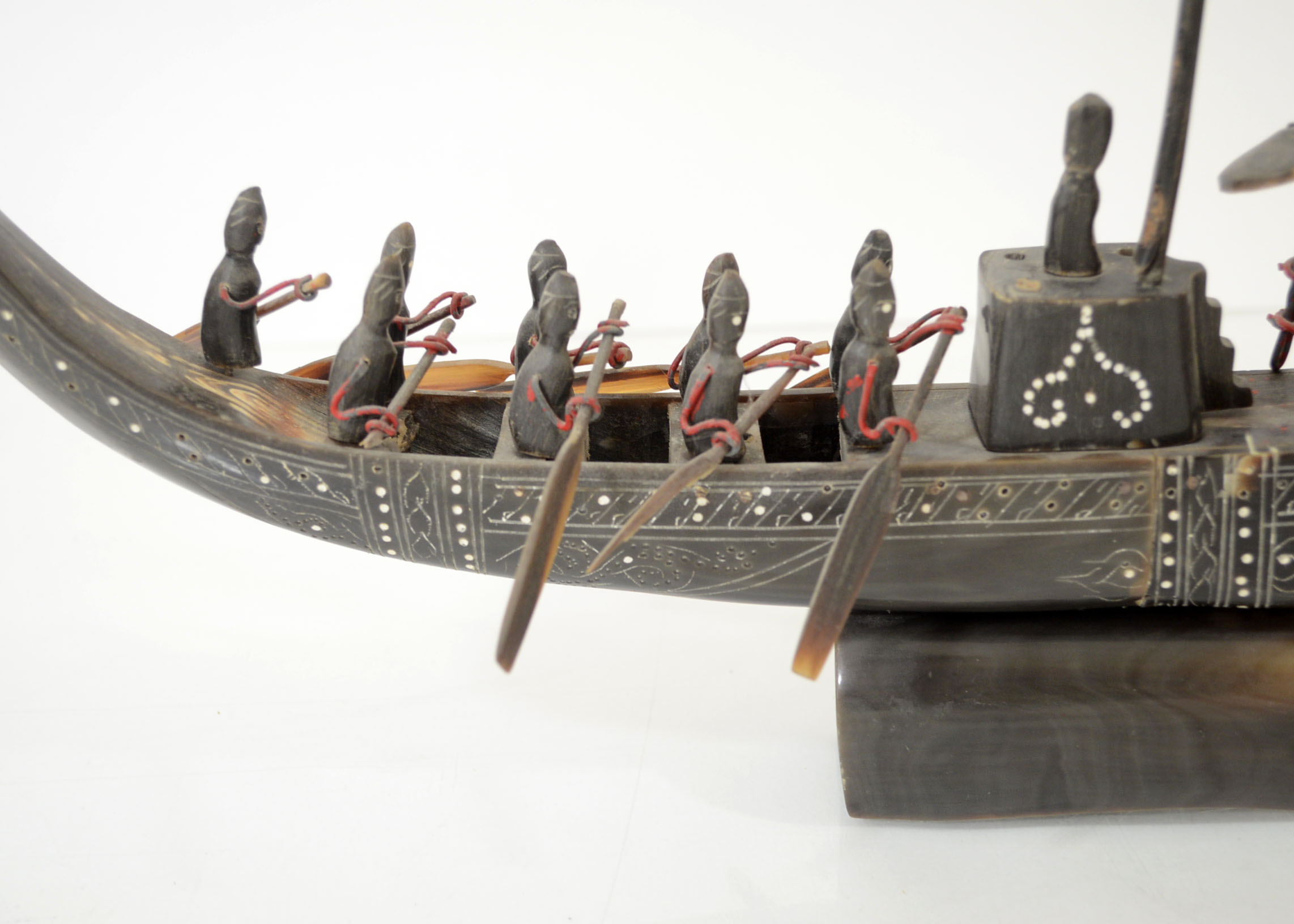 Decorative Tribal Buffalo Horn Carved Rowing Boat