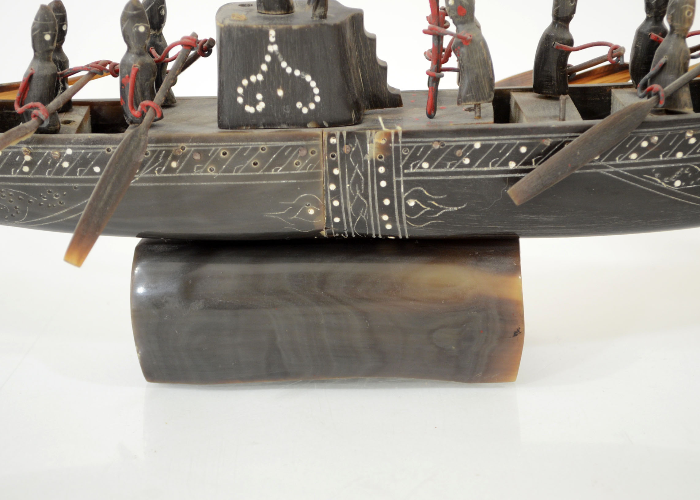 Decorative Tribal Buffalo Horn Carved Rowing Boat