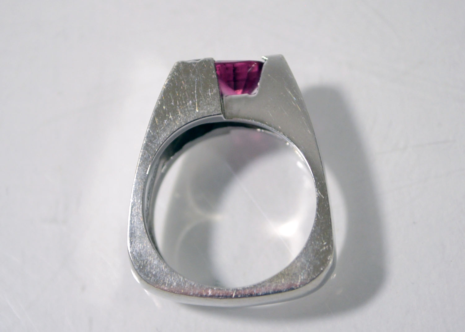 18K White Gold Pink Tourmaline And Diamond Ring