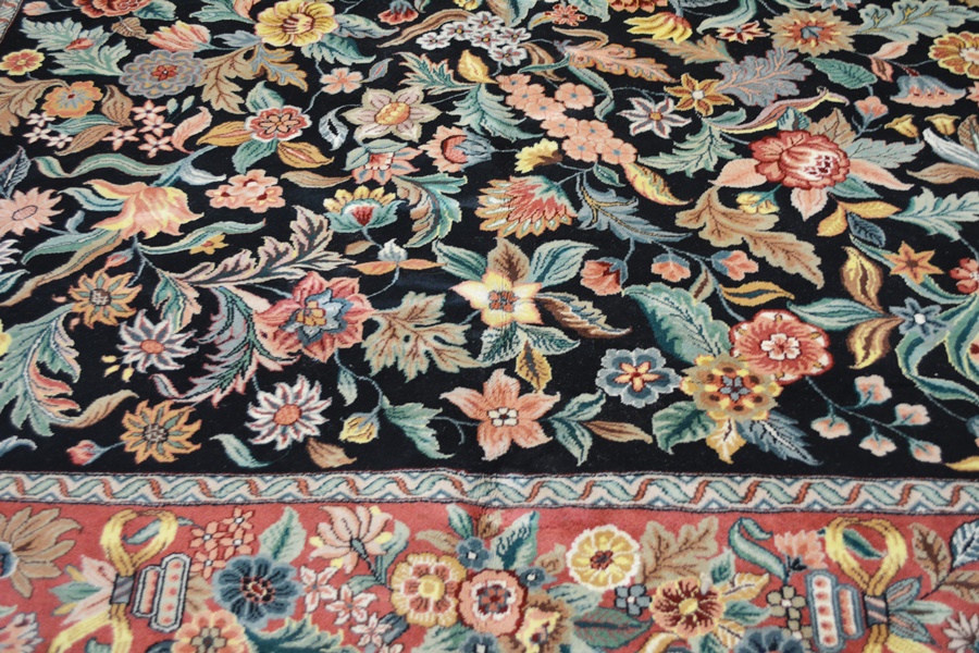 Persian Floral Tapestry Wool Area Rug