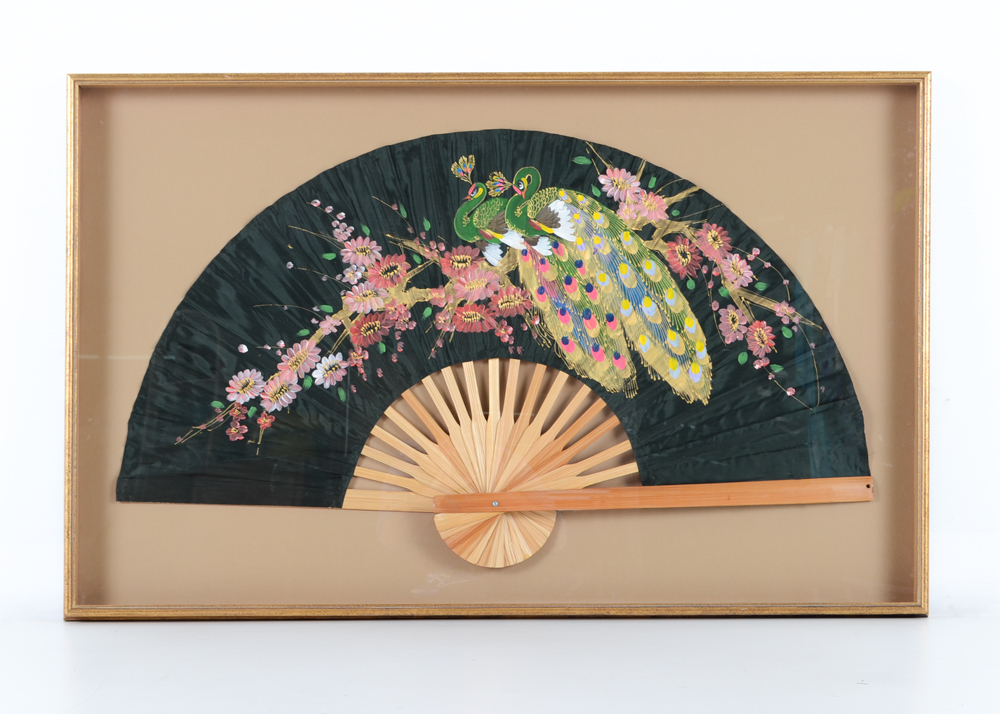 Framed Asian Inspired Silk Fan