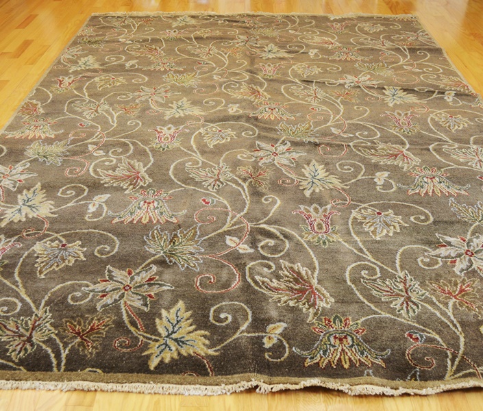 Persian Style Mocha Floral Wool Area Rug