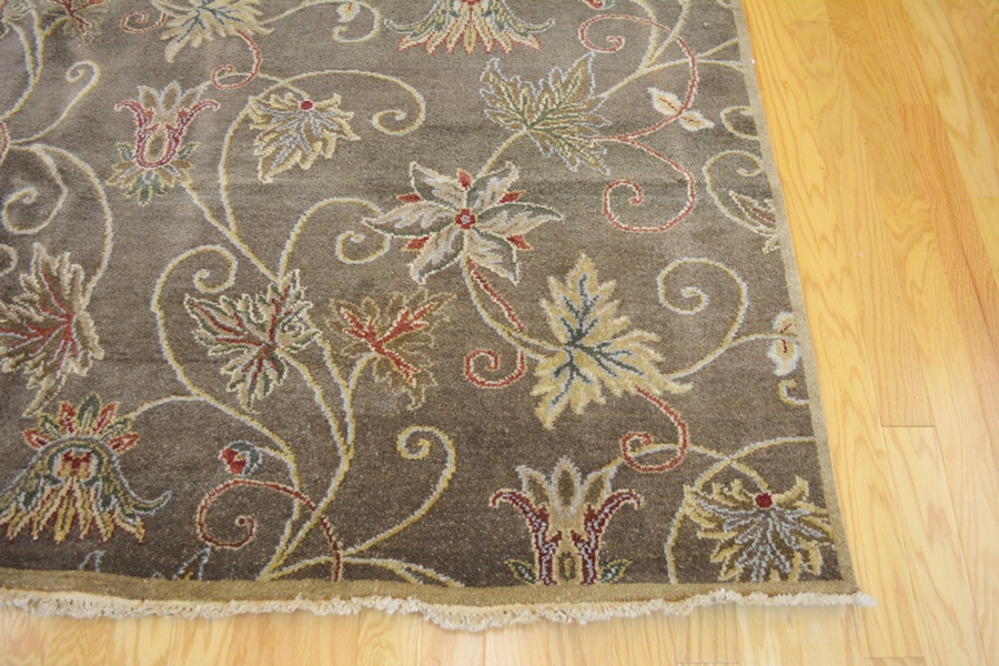 Persian Style Mocha Floral Wool Area Rug