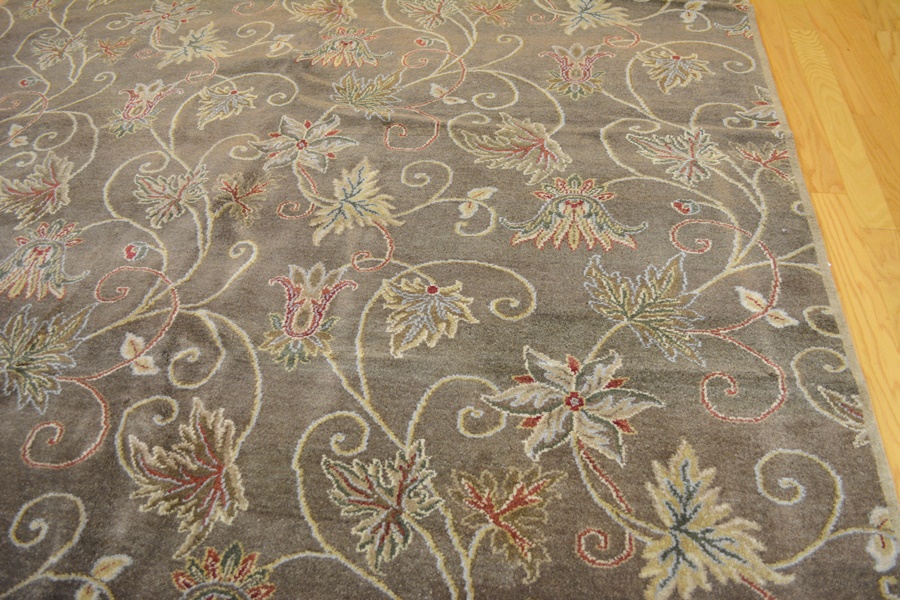 Persian Style Mocha Floral Wool Area Rug