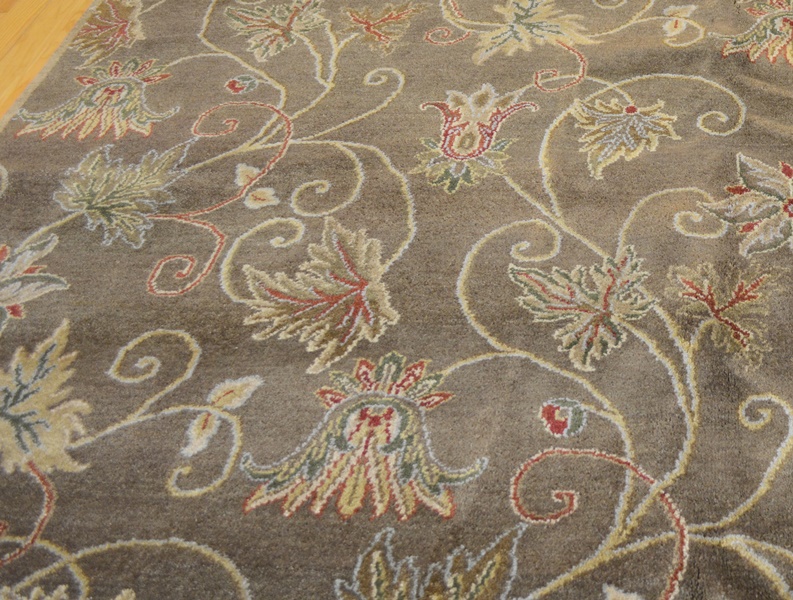 Persian Style Mocha Floral Wool Area Rug