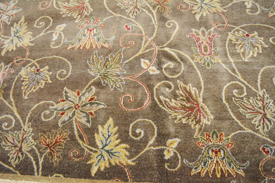 Persian Style Mocha Floral Wool Area Rug