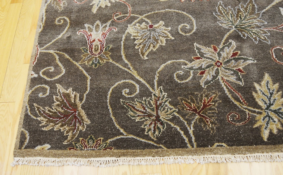 Persian Style Mocha Floral Wool Area Rug