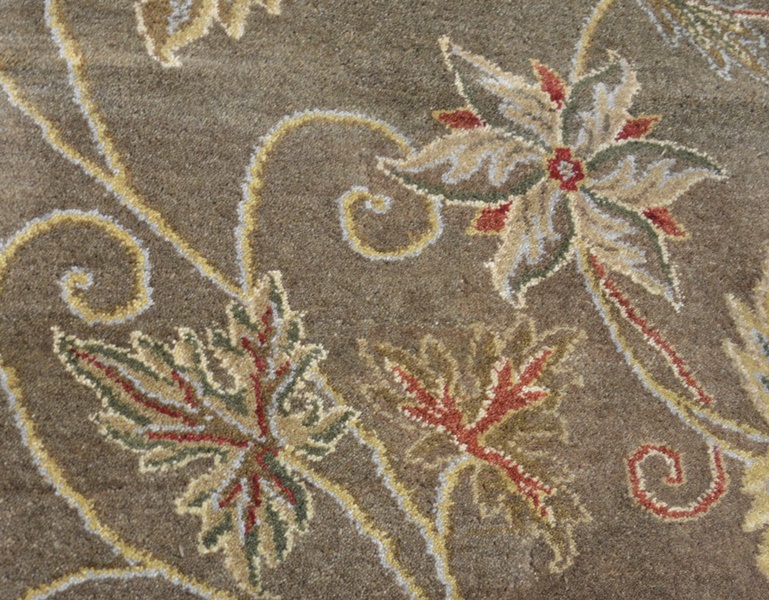 Persian Style Mocha Floral Wool Area Rug