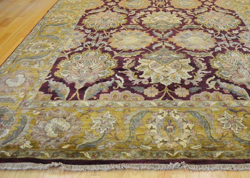 Agra Style Eggplant Hand Woven Wool Area Rug