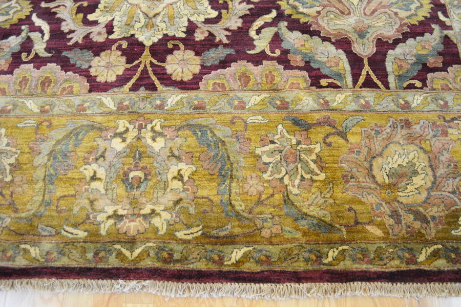 Agra Style Eggplant Hand Woven Wool Area Rug