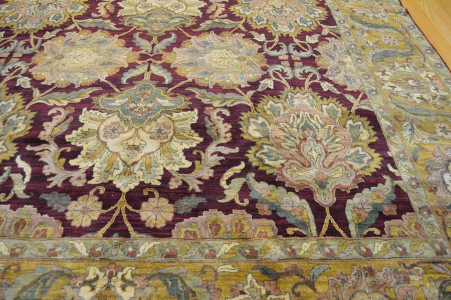 Agra Style Eggplant Hand Woven Wool Area Rug