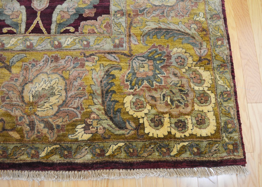 Agra Style Eggplant Hand Woven Wool Area Rug