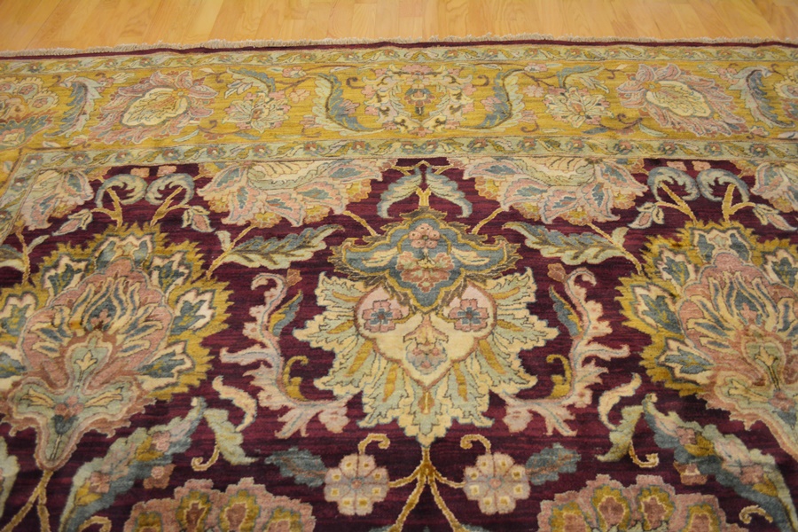 Agra Style Eggplant Hand Woven Wool Area Rug