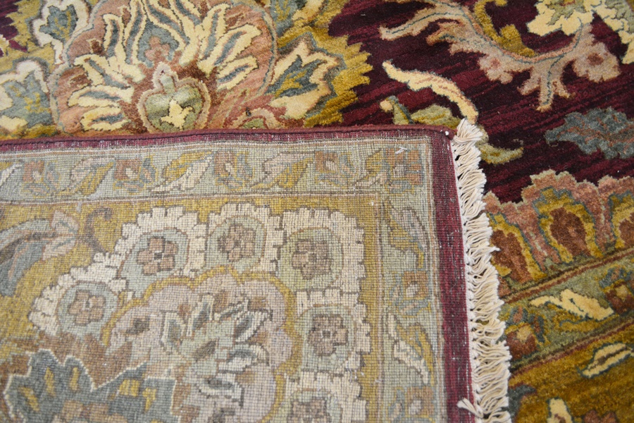 Agra Style Eggplant Hand Woven Wool Area Rug